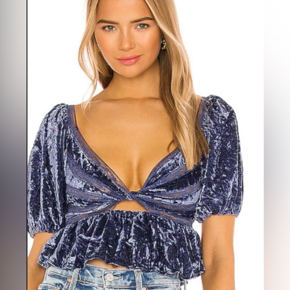 Free People Yours Truly Velvet Crop Top